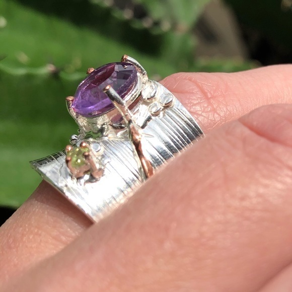 Artisan crafted Amethyst 925 sterling ring size 8 - Picture 3 of 7